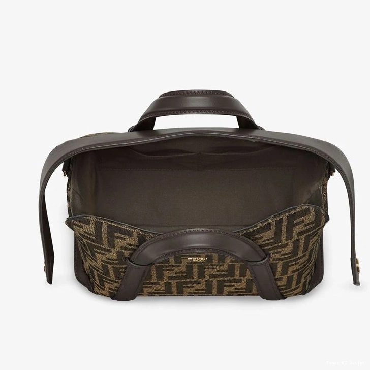 Affordable HOT Medium Fabric Boston In Bag FF Brown Fendi Motif 365 0815